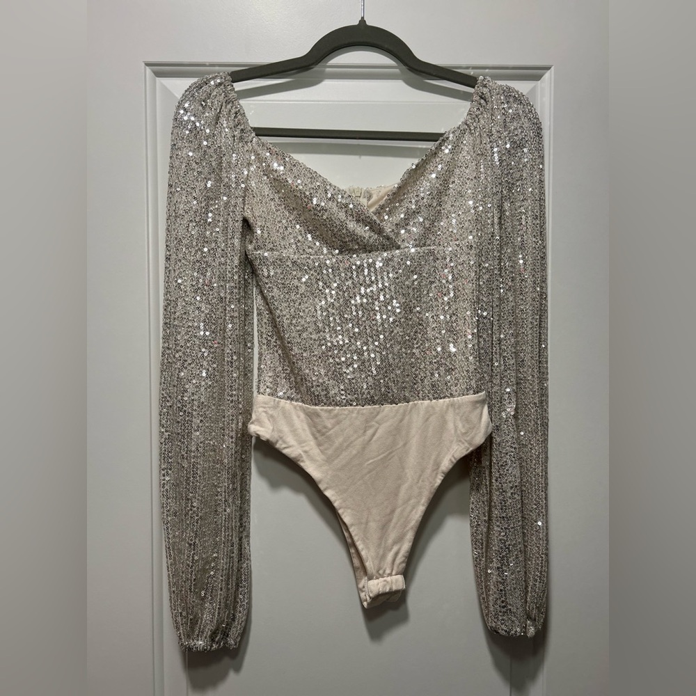 Pink Lily Shimmering Sequin Bodysuit